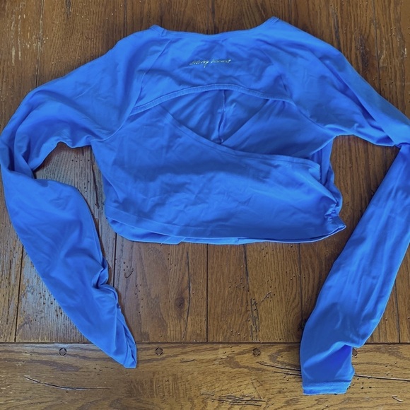 Gymshark x Whitney Simmons Long Sleeve Crop Top Intense Beautiful Blue Medium - Picture 12 of 14